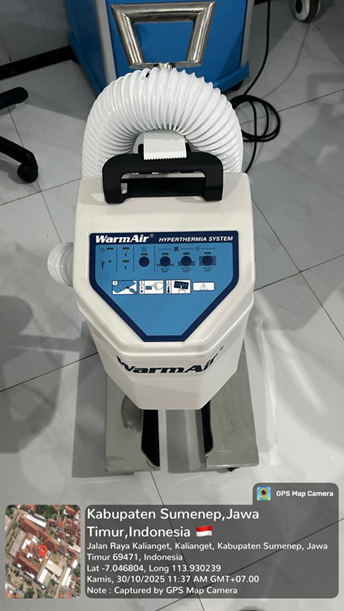 Dokumentasi Uji Fungsi Alat Warm Air (Blanketrol) di RSUD Sumberglagah