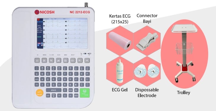 ECG 12 Channel NC2212 With Trolley and Accesories