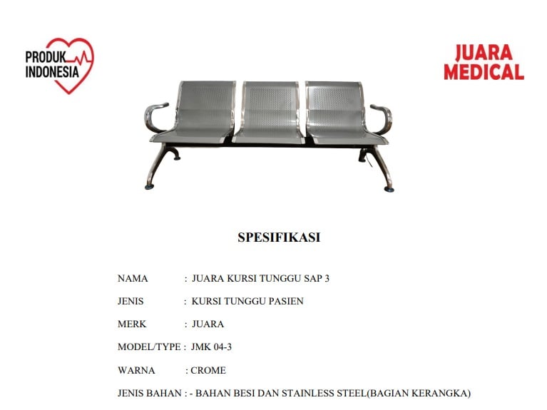 Kursi Tunggu Pasien 3 Seat
