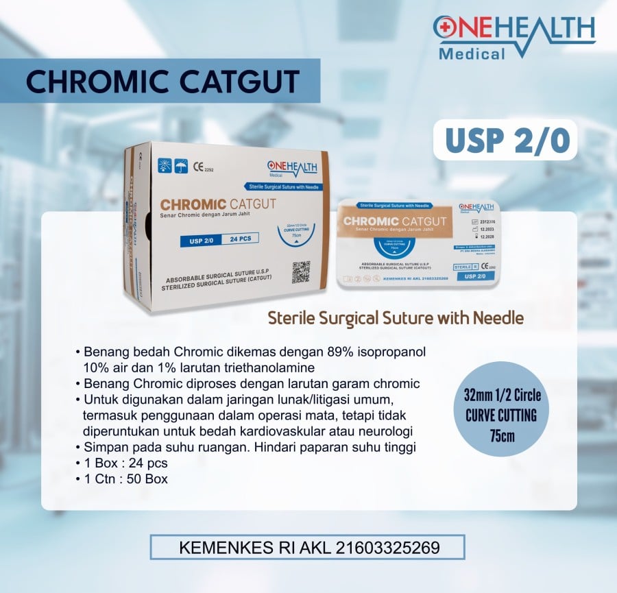 ONEHEALTH Catgut Chromic With Neelde 2.0