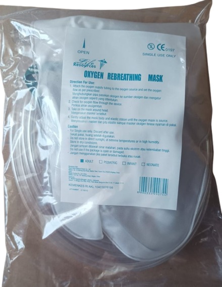 Oxygen Mask Rebreathing Masker Oksigen Rebreathing RBT